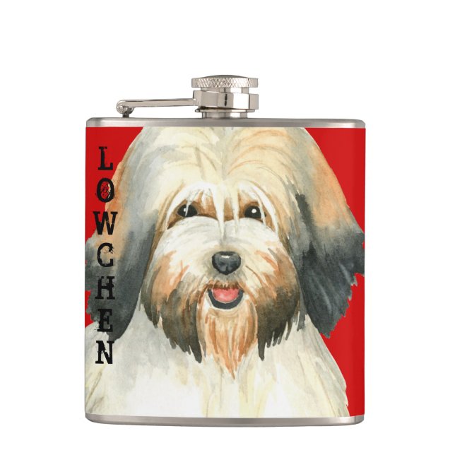 Lowchen Colour Block Hip Flask (Front)