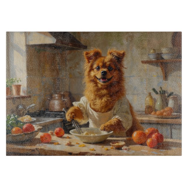 Lowchen Cooking in Kitchen Cutting Board (Front)