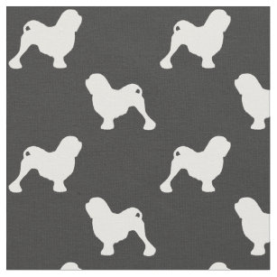Lowchen Dog Breed Silhouettes Patterned Fabric