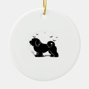 Lowchen Dog � Halloween Moon Silhouette Classic T- Ceramic Ornament