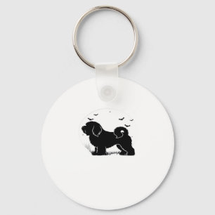 Lowchen Dog � Halloween Moon Silhouette Classic T- Key Ring