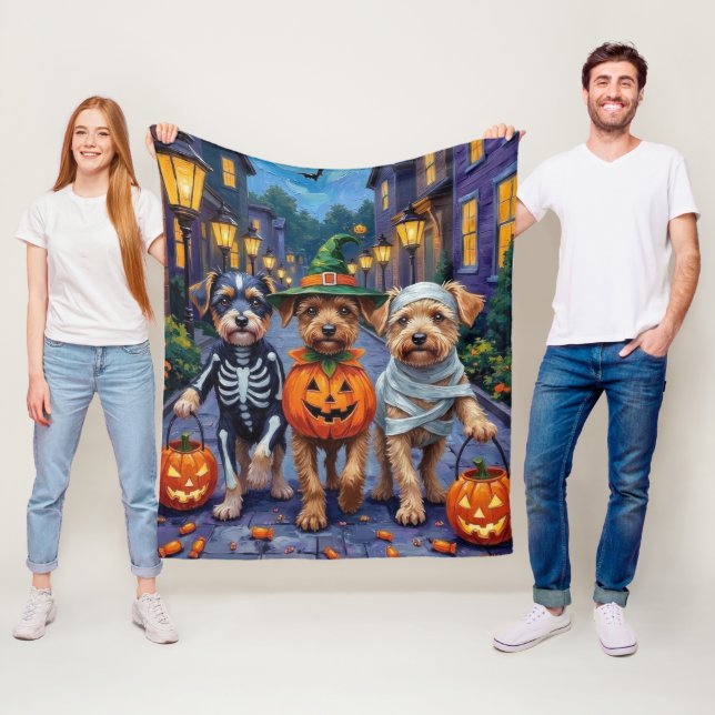 Lowchen Dogs Trick-or-Treating Halloween Costumes Fleece Blanket (In Situ)