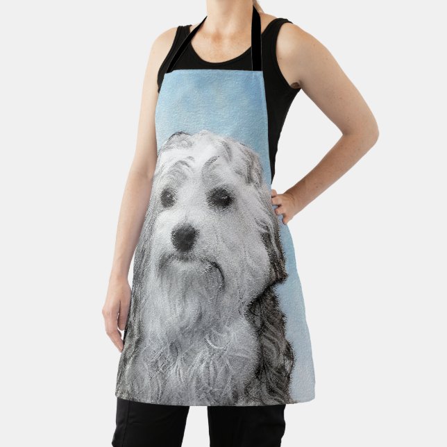 Lowchen Painting - Cute Original Dog Art Apron (Insitu)