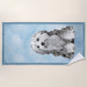 Lowchen Painting - Cute Original Dog Art Beach Towel