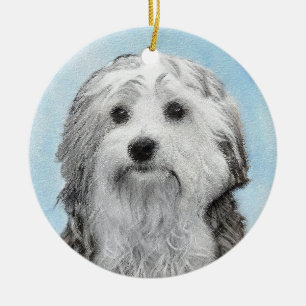 Lowchen Painting - Cute Original Dog Art Ceramic Ornament