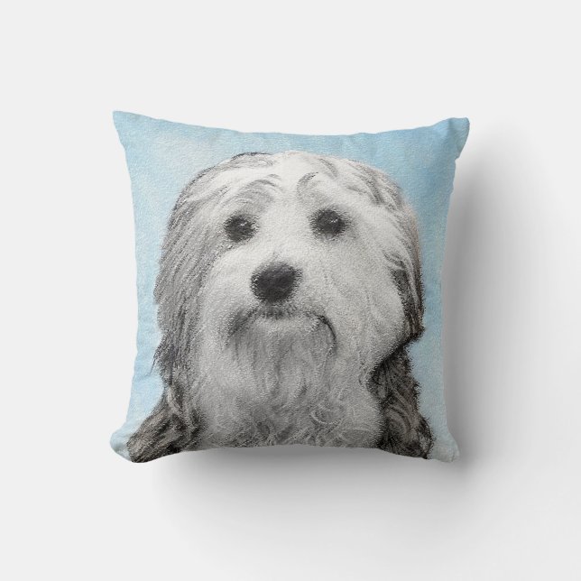 Lowchen Painting - Cute Original Dog Art Cushion (Front)