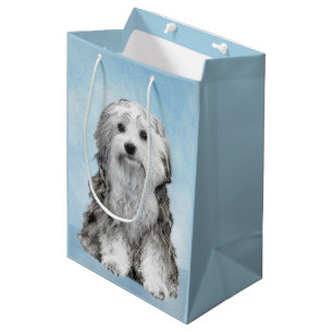 Lowchen Painting - Cute Original Dog Art Medium Gift Bag