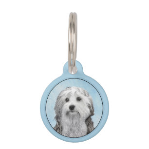 Lowchen Painting - Cute Original Dog Art Pet Tag