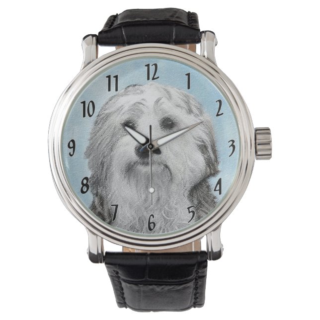 Lowchen Painting - Cute Original Dog Art Watch (Front)