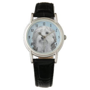 Lowchen Painting - Cute Original Dog Art Watch