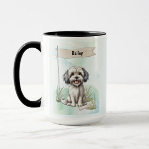 Lowchen Watercolor Personalised Dog Mug