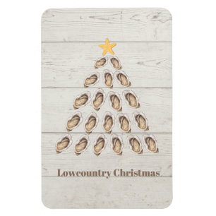Lowcountry Oyster Christmas Tree on Wood Plank  Magnet