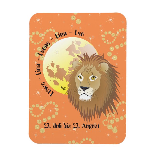 Löwe 23. Juli bis 22. August Premium Flexi Magnet (Vertical)