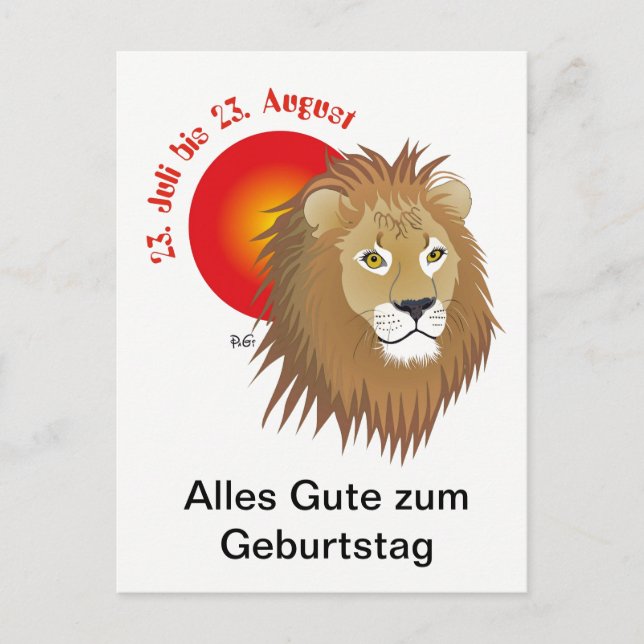 Löwe Sternzeichen Postkarte Postcard (Front)