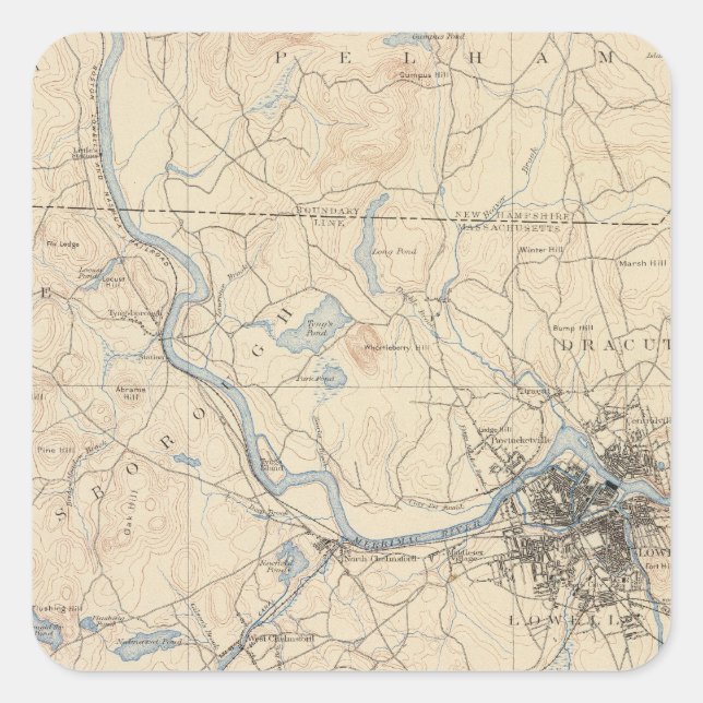 Lowell, Massachusetts Square Sticker (Front)