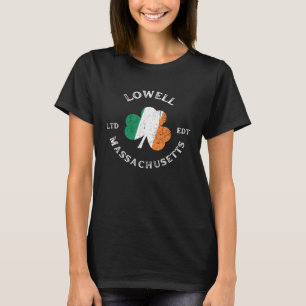 LOWELL MASSACHUSSETTS Irish Shamrock Badge T-Shirt