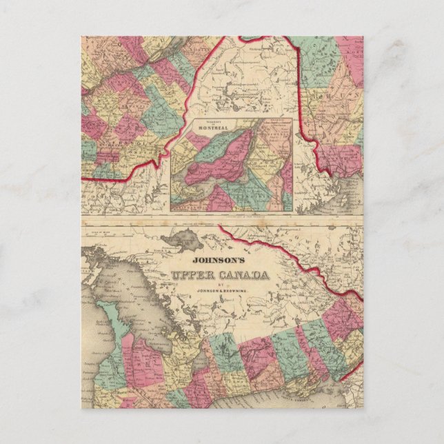 Lower Canada and New Brunswick Upper Canada Postcard (Front)