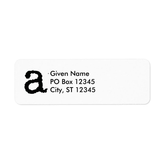 lower case a return address label (Front)