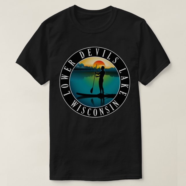 Lower Devils Lake Wisconsin Paddleboarding T-Shirt (Design Front)