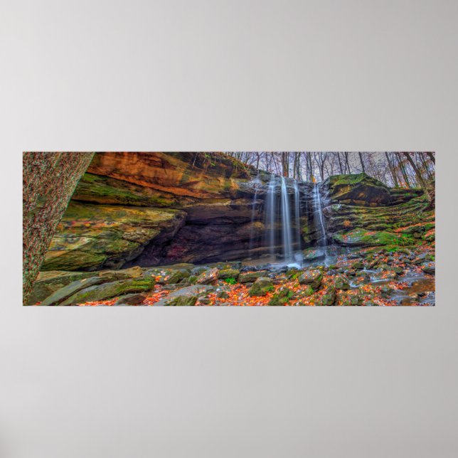 Lower Dundee Falls in Autumn, Ohio Poster (Front)