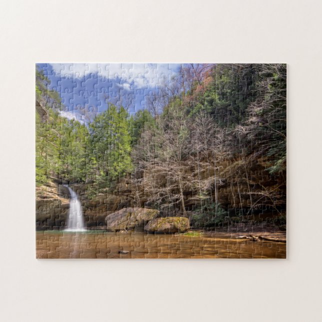 Lower Falls at Old Man's Cave in Hocking Hills Jigsaw Puzzle (Horizontal)