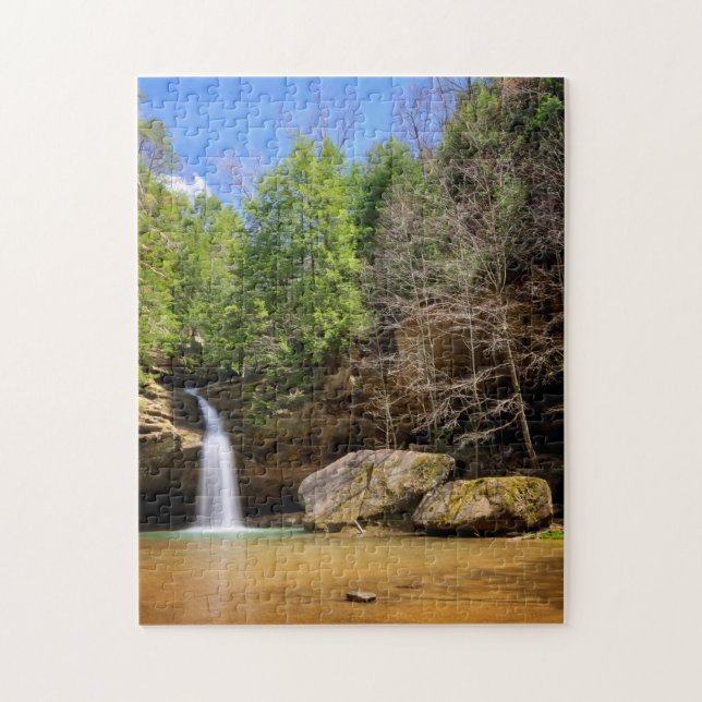 Lower Falls at Old Man's Cave in Hocking Hills Jigsaw Puzzle (Vertical)