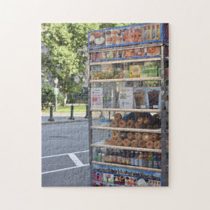 Lower Manhattan Morning NYC Breakfast Bagel Cart Jigsaw Puzzle