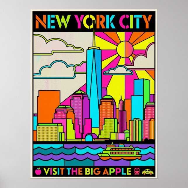 Lower manhattan skyline and harbour poster (Front)