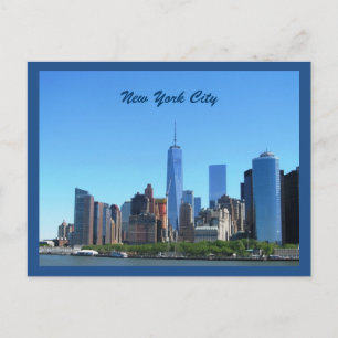 Lower Manhattan Skyline In Blue Postcard