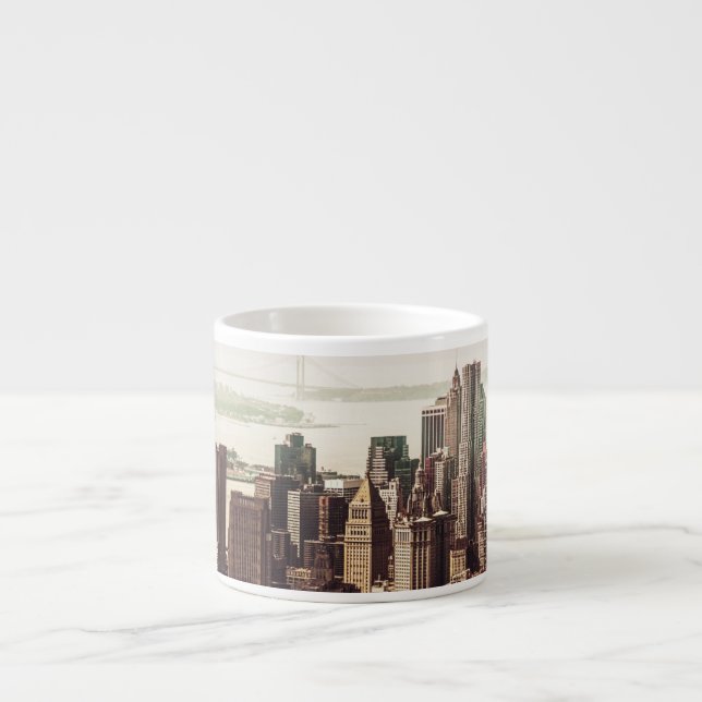 Lower Manhattan Skyline - View from Midtown Espresso Cup (Front)
