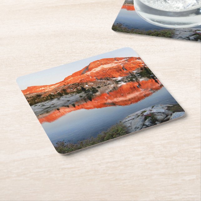 Lower Ottoway Lake Sunset - Yosemite Square Paper Coaster (Angled)