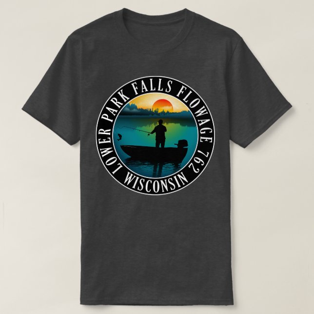 Lower Park Falls Flowage 762 Wisconsin Fishing T-Shirt (Design Front)