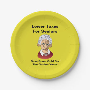 Lower Taxes For Seniors Paper Plate