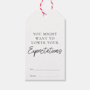 Lower Your Expectations Card Funny Christmas Gift Tags