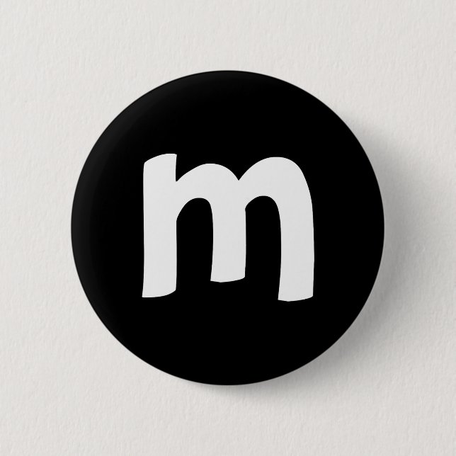 Lowercase Alphabet m 6 Cm Round Badge (Front)