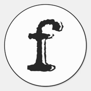 lowercase letter f classic round sticker