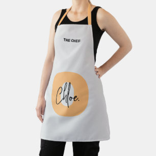 Lowercase Orange Initial Script Name Chef Apron