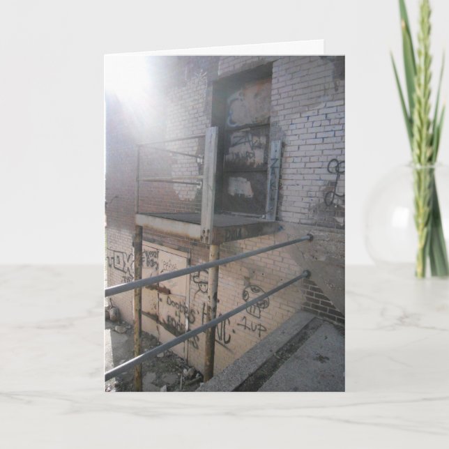 "Lowertown Depot Graffitied Deck" Birthday Card (Front)