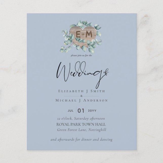 Lowest BUDGET Eucalyptus Greenery Heart Wedding Fl Flyer (Front)