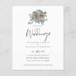 Lowest BUDGET Eucalyptus Greenery Heart Wedding Flyer