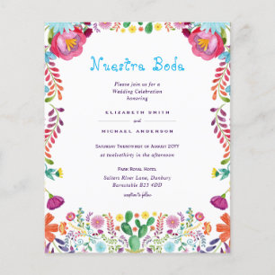 LOWEST BUDGET Nuestra Boda Folk Flowers Wedding Flyer