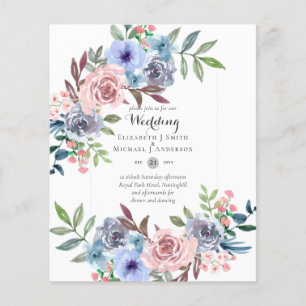 LOWEST BUDGET Pink Blue Flowers Wedding Invitation Flyer