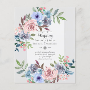 LOWEST BUDGET Pink Blue Flowers Wedding Invitation Flyer