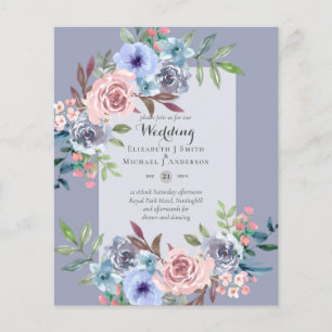LOWEST BUDGET Pink Blue Flowers Wedding Invitation Flyer