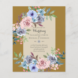 LOWEST BUDGET Pink Blue Flowers Wedding Invitation Flyer