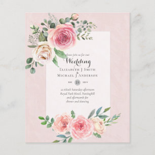 LOWEST BUDGET Pink Roses Floral Wedding Invites Fl Flyer