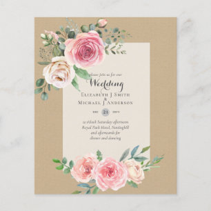 LOWEST BUDGET Pink Roses Floral Wedding Invites Flyer