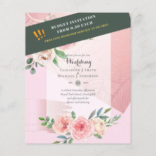 LOWEST BUDGET Pink Roses Floral Wedding Invites Flyer