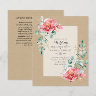 LOWEST BUDGET Red Floral Eucalyptus WEDDING Invite