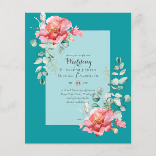 LOWEST BUDGET Red Floral Eucalyptus WEDDING Invite Flyer